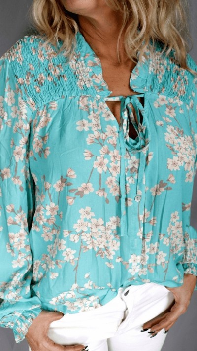 Cherry Blossom Blouse Turquoise