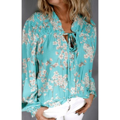 Cherry Blossom Blouse Turquoise