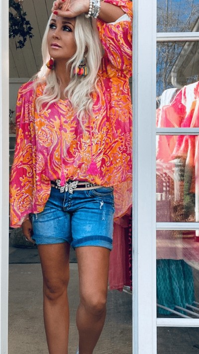 Sussie Blouse Hot Pink-Orange
