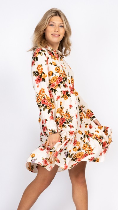 Pauline Dress Creme/Amber/Rose