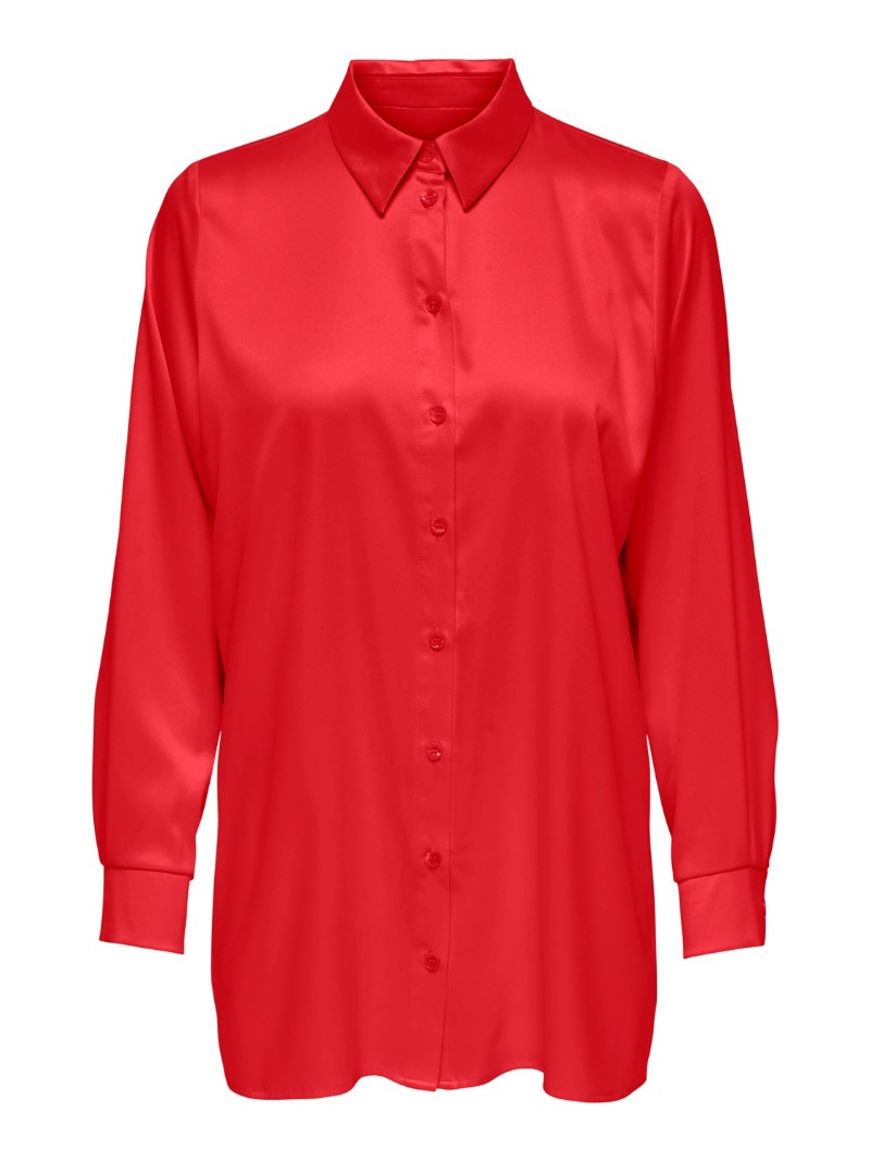 Victoria Röd Satin Skjorta xs