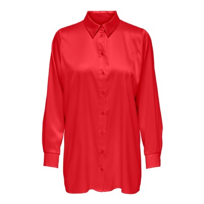 Victoria Röd Satin Skjorta