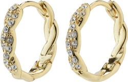 Ezo Twirled Crystal Hoops Gold
