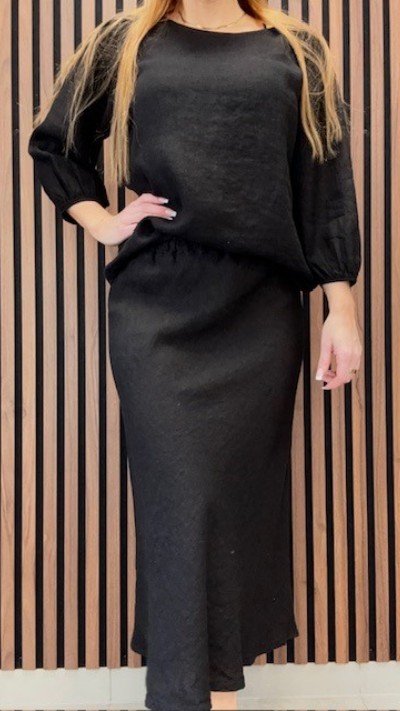 Xenia Linnekjol Svart