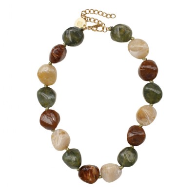 Vibe Resin Necklace Mix Brown